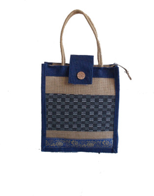 

HideCrusH Jute bag Lunch Bag(Blue, 4 L)