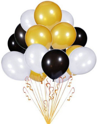

Themez Only Solid BLACK GOLD & WHITE Balloon(Black, Gold, White, Pack of 51)