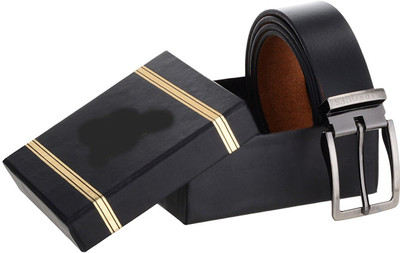 

LAER Men & Women Casual Black Genuine Leather Reversible Belt