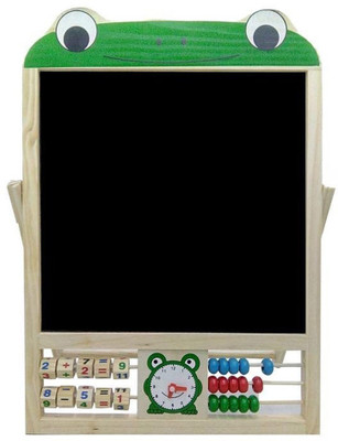 

Baybee Premium Multi Wooden Tabletop Art Standing Easel / Foldable Double Sided Wooden Black Board Educational Toy with Magnetic Shapes and Numbers, Wooden Beads Board Game