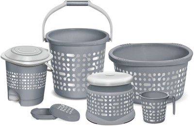 

Milton Homeshop52.com DUMBELLS 6 pcs BATHROOM SET 20 L Plastic Bucket(Grey)
