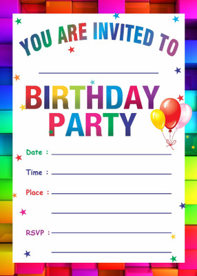

Power Plus Birthday Metallic card Invitations with Envelopes - Kids Birthday Party Invitations for Boys or Girls (25 Count) Invitation Card(Multicolor, Pack of 25)