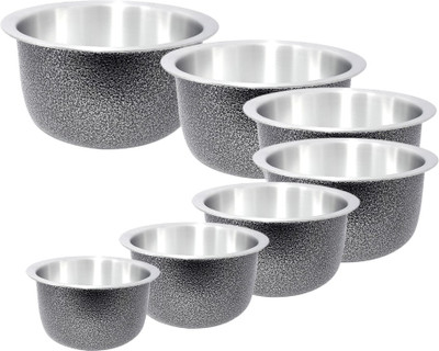 bartan hub Cook and Serve Pot/Tope/Patila Set (Aluminium Made, 1500 ml, 2000 ml, 2500 ml, 3000 ml, 3500 ml, 4000 ml, 4500 ml) Cookware Set(Aluminium, 7 - Piece)