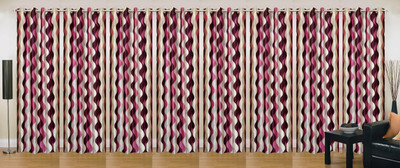 

Stella Creations 275 cm (9 ft) Polyester Long Door Curtain (Pack Of 8)(Printed, Pink)