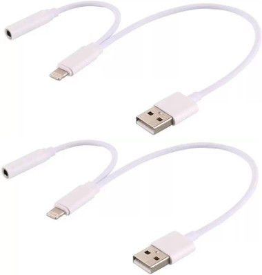 

FKU Set Of 2 Lightning To 3.5mm Headphone Jack Adapter & USB Charging for Iphone 7,7 plus AUX Cable AUX Cable(White)