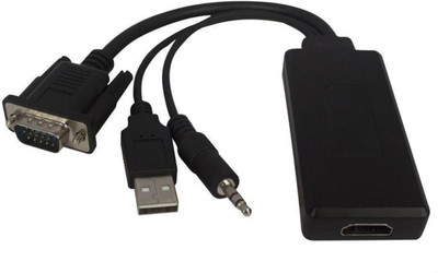 

Microware VGA Male to High Definition Female with Sound HDMI Cable HDMI Cable(Compatible with Computer, HD Set-top Box, DVD Player, Black)