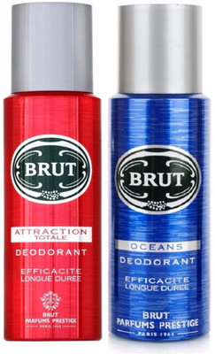 BRUT Oceans+Attractuib Titake Efficacite Longue Duree Deodorant Deodorant Spray  -  For Men(200 ml, Pack of 2)
