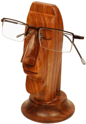 

WoodCart 1 Compartments Wooden H@ndmade Human Face Shaped Specs Holder Specs Holder(Brown)