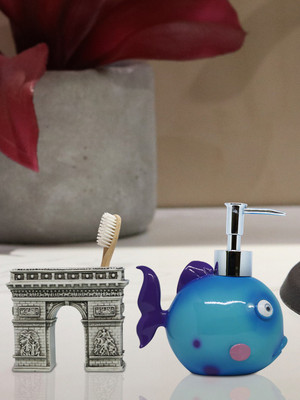 

Shresmo Shresmo Fusion Polyresin Soap or Lotion Dispenser with Toothbrush Holder, 2 Piece Bathroom Accessories, Gift Set Polyresin Bathroom Set(Pack of 2)