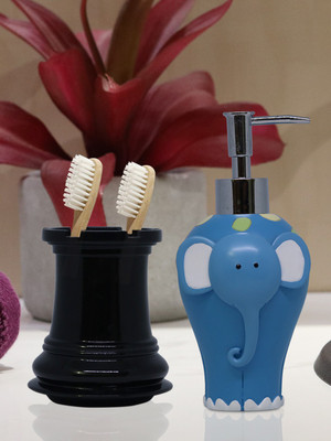 

Shresmo Shresmo Fusion Polyresin Soap or Lotion Dispenser with Toothbrush Holder, 2 Piece Bathroom Accessories, Gift Set Polyresin Bathroom Set(Pack of 2)