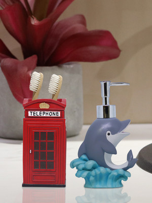 

Shresmo Shresmo Fusion Polyresin Soap or Lotion Dispenser with Toothbrush Holder, 2 Piece Bathroom Accessories, Gift Set Polyresin Bathroom Set(Pack of 2)