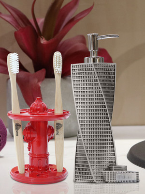 

Shresmo Shresmo Fusion Polyresin Soap or Lotion Dispenser with Toothbrush Holder, 2 Piece Bathroom Accessories, Gift Set Polyresin Bathroom Set(Pack of 2)