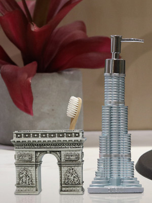 

Shresmo Shresmo Fusion Polyresin Soap or Lotion Dispenser with Toothbrush Holder, 2 Piece Bathroom Accessories, Gift Set Polyresin Bathroom Set(Pack of 2)