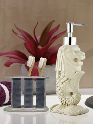 

Shresmo Shresmo Fusion Polyresin Soap or Lotion Dispenser with Toothbrush Holder, 2 Piece Bathroom Accessories, Gift Set Polyresin Bathroom Set(Pack of 2)
