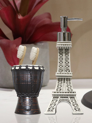 

Shresmo Shresmo Fusion Polyresin Soap or Lotion Dispenser with Toothbrush Holder, 2 Piece Bathroom Accessories, Gift Set Polyresin Bathroom Set(Pack of 2)