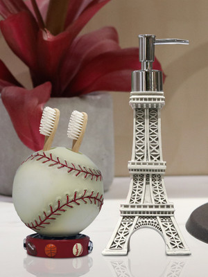 

Shresmo Shresmo Fusion Polyresin Soap or Lotion Dispenser with Toothbrush Holder, 2 Piece Bathroom Accessories, Gift Set Polyresin Bathroom Set(Pack of 2)