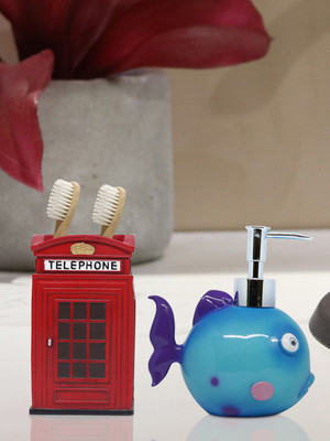 

Shresmo Shresmo Fusion Polyresin Soap or Lotion Dispenser with Toothbrush Holder, 2 Piece Bathroom Accessories, Gift Set Polyresin Bathroom Set(Pack of 2)
