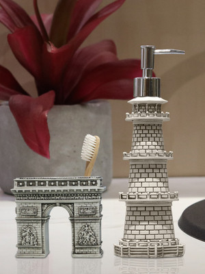 

Shresmo Shresmo Fusion Polyresin Soap or Lotion Dispenser with Toothbrush Holder, 2 Piece Bathroom Accessories, Gift Set Polyresin Bathroom Set(Pack of 2)