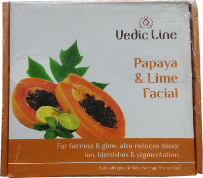 

Vedic Line Papaya & Lime Facial Kit For Fairness & Glow 640 ml(Set of 6)