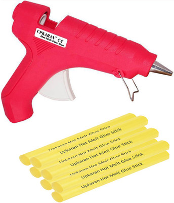 

Upkaran Hot Melt Glue Gun 40 Watt Leak Proof With 7 Yellow Mini Hot Melt Glue Sticks(5inch) For Quick Repairs, Paper & Cloth High-Tech Professional Electronic Standard Temperature Corded Glue Gun(11 mm)