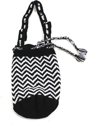 

halfmoon Pouch Potli(Black, White)