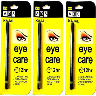 

High fly ADS Kajal Long Lasting Extra Black Waterproof ( Pack of 3)(Black, 1.05 g)