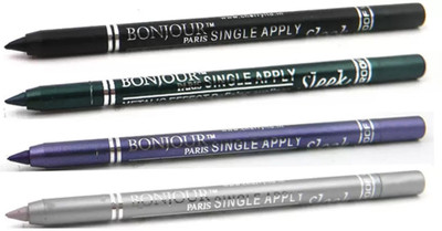 

Bonjour Paris Super Smoth Single Apply Metallic Kajal(Black-Green-Purple-Silver, 4.8 g)