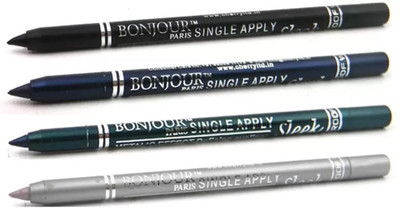 

Bonjour Paris Super Smoth Single Apply Metallic Kajal(Black-Royal Blue-Green-Silver, 4.8 g)