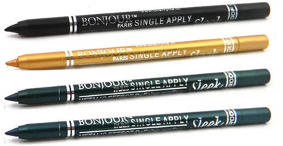 

Bonjour Paris Super Smoth Single Apply Metallic Kajal(Black-Gold-Green-Green, 4.8 g)