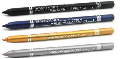 

Bonjour Paris Super Smoth Single Apply Metallic Kajal(Black-Turquoise-Gold-Silver, 4.8 g)