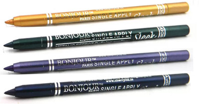 Bonjour Paris Super Smoth Single Apply Metallic Kajal(Gold-Green-Purple-Royal Blue, 4.8 g)