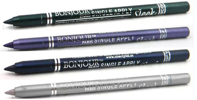 

Bonjour Paris Super Smoth Single Apply Metallic Kajal(Green-Purple-Royal Blue-Silver)