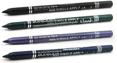 

Bonjour Paris Super Smoth Single Apply Metallic Kajal(Black-Green-Purple-Royal Blue)