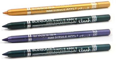 

Bonjour Paris Super Smoth Single Apply Metallic Kajal(Gold-Green-Purple-Green, 4.8 g)