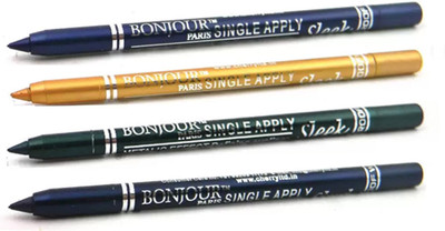 

Bonjour Paris Super Smoth Single Apply Metallic Kajal(Turquoise-Gold-Green-Royal Blue)