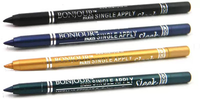 

Bonjour Paris Super Smoth Single Apply Metallic Kajal(Black-Turquoise-Gold-Green, 4.8 g)
