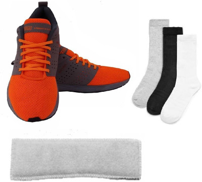 

SEGA Combo of Three, One Pair of 'Extro' Shoes (Size-12), One Head Band and Three Pair of Socks (Color on availability)- Home Gym Kit