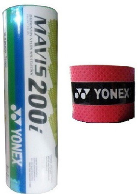 

Yonex Combo of Two, One 'Mavis 200i' Nylon Shuttle Cock (Pack of 6) and 1 'E Tech 901' Badminton Grip (Color On Availability) Badminton Kit