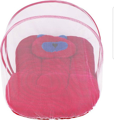 

Brandonn Nylon Infants SHEARING BABY BEDDING WITH PROTECTIVE MOSQUITO NET AND CARTOON PILLOW Mosquito Net(Red)