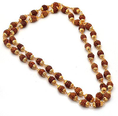 Devbhoomi Haridwar Devbhoomi Haridwar Rudraksh Mala with Golden Cap + Vaijanti Mala Wood Chain