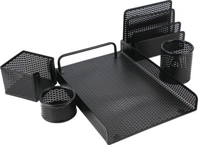 

Chrome 5 Pcs Punched Metal T4305 Office Set(Black)