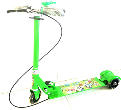 

K T BROTHERS 3 WHEEL SCOOTER WITH LED LIGHTS, HAND BRAKE AND BELL(Green)