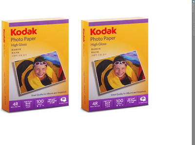 

Kodak High Gloss 4R 180 GSM ( 102 x 152mm) Photo Paper For a Lifetime of MEMORIES(set of 2) Unruled 4R Inkjet Paper(Set of 2, White)