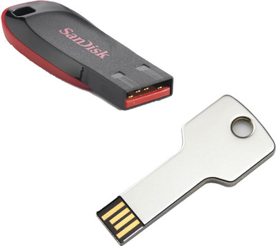SanDisk Cruzer Blade USB FlashDrive 32GB + Key Type Fancy model USB 32 GB Pen Drive(Red, Black, Silver) available at flipkart for Rs.1849