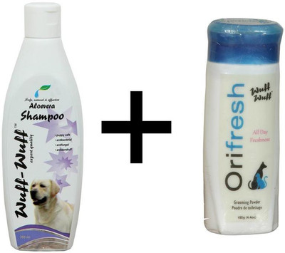 

Wuff Wuff Orifresh Powder Combo Allergy Relief, Anti-dandruff, Anti-fungal, Anti-itching, Anti-microbial, Anti-parasitic, Conditioning, Flea and Tick, Hypoallergenic, Whitening and Color Enhancing Aloevera Dog Shampoo(200 ml)