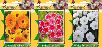 Airex Calendula Yellow, Phlox Star (Twinkle Star)and White Petunia Flower Seeds (Pack Of 20 Seeds * 3 Per Packet) Seed(20 per packet)