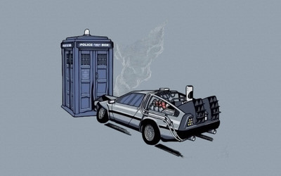 

Aabhaas Wall Poster-Doctor-Who-Back-to-the-Future-crossover Paper Print(12 inch X 18 inch, Rolled)