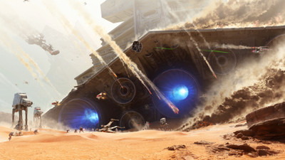 

Aabhaas Wall Poster Star-Wars-Star-Wars-Battlefront-EA-DICE-video-games-battle-AT-AT-AT-ST-TIE-Fighter-soldier-Star-Destroyer-X-wing-desert Paper Print(12 inch X 18 inch, Rolled)