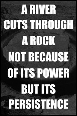 

Akhuratha Wall Poster motivational-a-river-cuts-through-rock-not-because-of-its- Paper Print(18 inch X 12 inch, Rolled)
