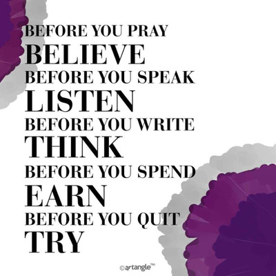 

Akhuratha Wall Poster -believe-listen-think-earn-try- Paper Print(18 inch X 12 inch, Rolled)